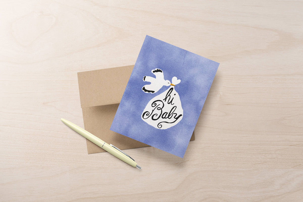 Hi Baby Stork Card by Rhubarb Rodeo