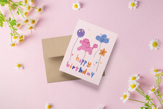 Balloon Dog Birthday Card by Rhubarb Rodeo